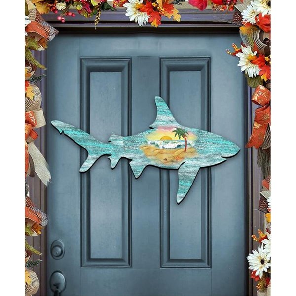 Kd Americana Shark Scenic Wooden Decorative Door Hanger KD1772686